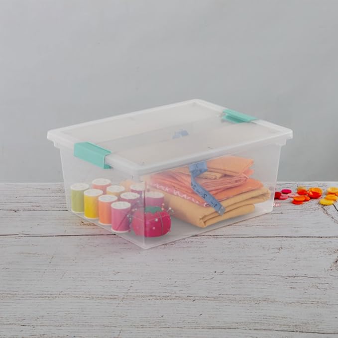 Sterilite Clip Box, Stackable Clear Plastic Bins- Deep, 8-Pack | Storage Containers with Latching Lids for Writing, Arts or Crafts Supplies - Home, Office, Classroom & Workshop Organization