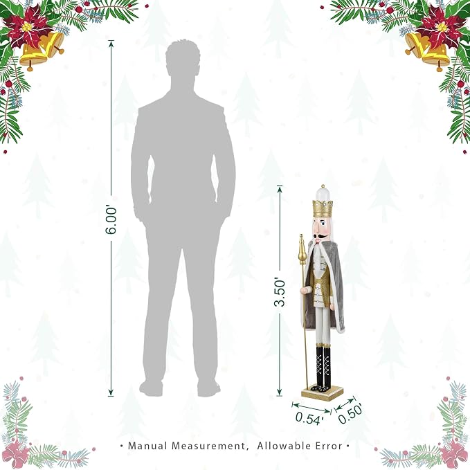 Glitzhome Nutcracker Christmas Decorations 42 Inch King Nutcracker with Crown and Staff for Xmas Holiday Decor Porch Gateway