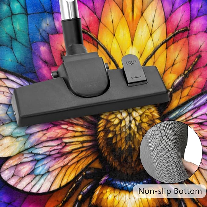 Pardick Bee Half Round Door Mat Welcome Entrance Mat Bath Bathroom Rug A7 | Bee Glass Painting Welcome Entrance Mat Anti-Slip Half Moon Bath Mat Semi Circle Rug Indoor Outdoor Kitchen Rug