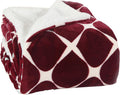 Elegant Comfort Luxury Ultra-Plush Velvet Touch FleeceThrow Soft, Warm, Cozy| Micromink Sherpa-Backing Reversible Blanket for Bed, Sofa and Couch, (50" x 60"), Bloomingdale Burgundy