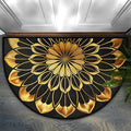 Mandala Golden Half Round Door Mat Semi Moon Rug Fireplace Carpet Area Rugs | Mandala Golden Non Slip Absorbent Half Circle Mat Carpet for Indoor Outdoor Patio Kitchen Bathroom Entryway Home Decor