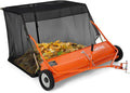 Garvee 48" Lawn Sweeper Tow Behind, Pull Behind Grass Sweeper, Orange