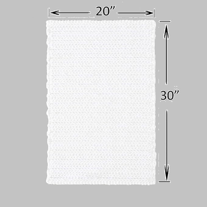 Madison Park Lasso Cotton Bath Rug Non-Slip Absorbent, 20 x 30, White | Quick Dry, Soft Pile, Machine Washable, OEKO-TEX Certified