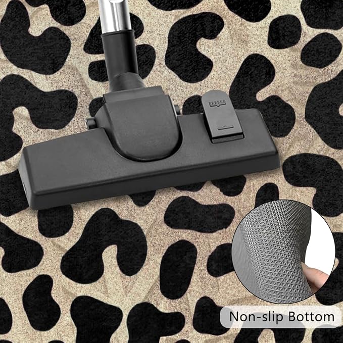 Leopard Print Cheetah Brown Half Round Door Mat Non-Slip Semi Circle Rug Washable Half Moon Floor Rug Absorbent Bathroom Area Rugs for Outdoor Indoor Fireplace Mat Entryway Kitchen Decor Rugs