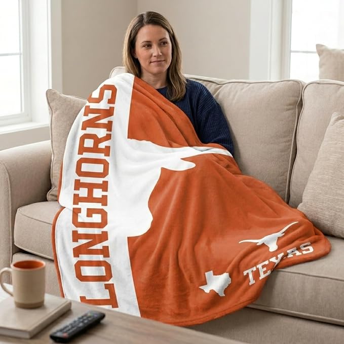 Proformance Home NCAA Texas Longhorns Endzone Ultra Soft Tailgate Throw