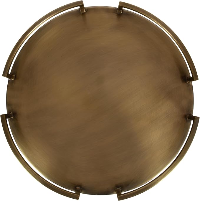 Kate and Laurel Gohana Round Tray with Metal Handles; 16 Inch Diameter; Antique Brass; Modern Glam Serving Tray with Handles for Use as Ottoman Topper or Living Room Decor