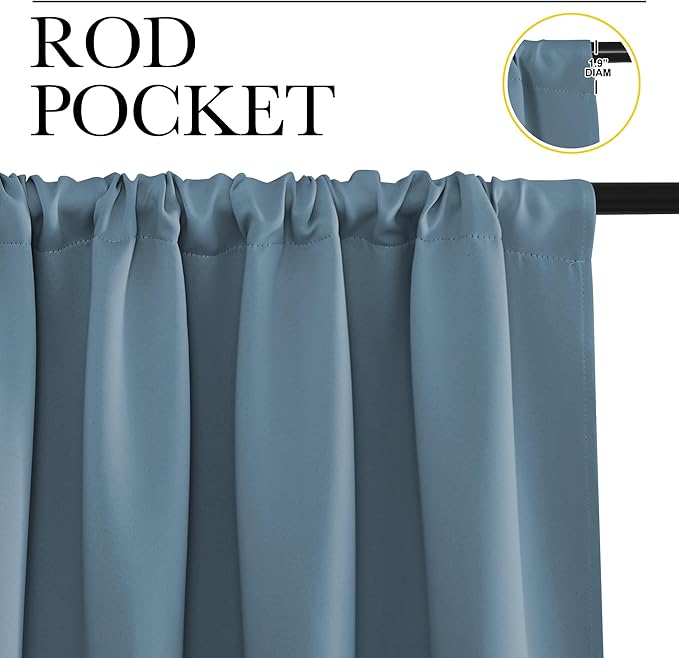 NICETOWN RV Blackout Curtains for Camper Windows, Smoky Blue, 29" Wide by 50" Long, 2 PCs, Short Blackout Curtains & Drapes, Thermal Insulated Blackout Curtain Panels for Kids Room, Play Room