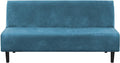 H.VERSAILTEX Real Velvet Futon Cover Armless Sofa Covers Sofa Bed Covers Stretch Futon Couch Cover Sofa Slipcover Furniture Protector Thick Soft Velvet Fabric Form Fitted Stay in Place, Peacock Blue