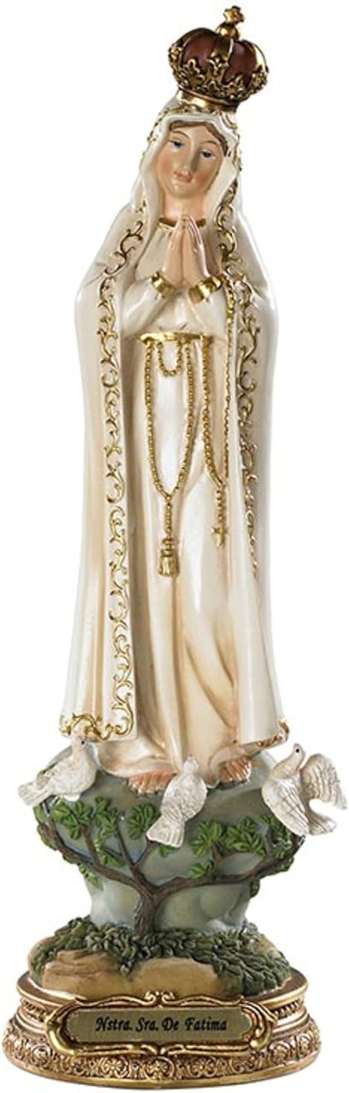 Barcelona Collection Hand-Painted Religious Statue with Gold Accents, 8-Inch, S - Our Lady of Fatima