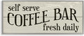 Stupell Industries 'Self Serve Coffee Bar Sign Rustic Plank Pattern', Framed Giclee Art, Gray, 30 x 13 Inches, Easy to Hang and Sturdy, Made in USA, by Lil' Rue