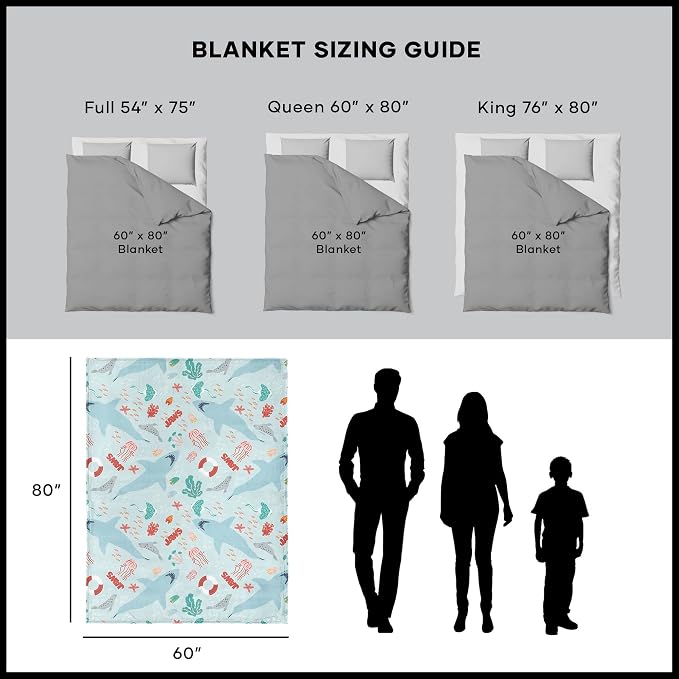 Northwest Jaws Coastal Sharks Silk Touch Throw Blanket 60x80 inches
