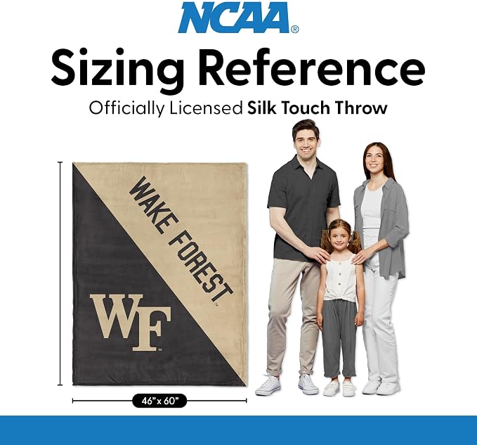 Northwest NCAA Silk Touch Throw Blanket, Ultra Soft Plush Polyester, Lightweight Warm Decorative Fan Gift, 46 x 60 in