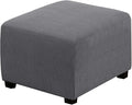 H.VERSAILTEX Ottoman Cover Slipcover Rectangle Fit Length 35"-45" Footrest Sofa Slipcovers Stool Cover Footstool Protector Covers Feature Stretch Thick Soft Jacquard Fabric Removable Washable - Grey