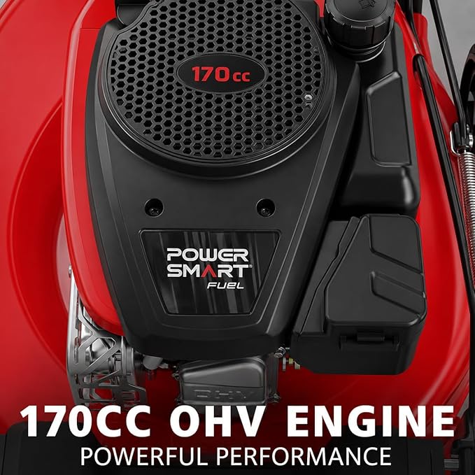 PowerSmart 21-Inch Gas Self-Propelled Lawn Mower | 170cc OHV Engine, Reinforced Steel Deck, 3-in-1 Bagging/Mulching/Rear Discharge, 6 Cutting Heights (1.5"–3.9")
