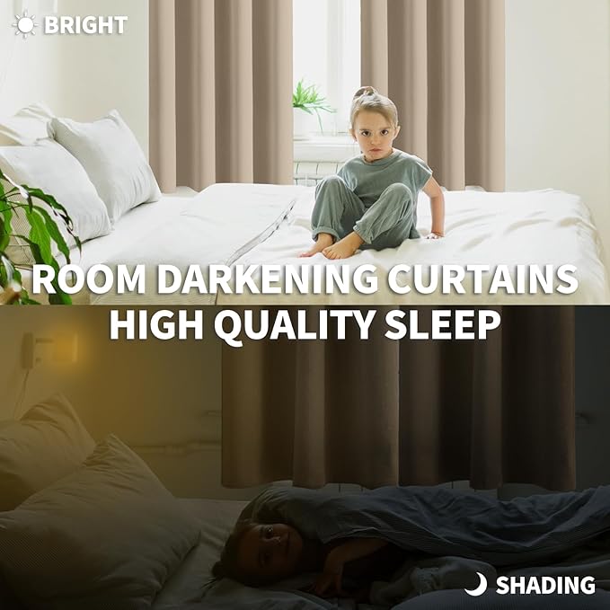 BGment Blackout Curtains - Grommet Thermal Insulated Room Darkening Bedroom and Living Room Curtains, Set of 2 Panels (42 x 84 Inch, Sand)