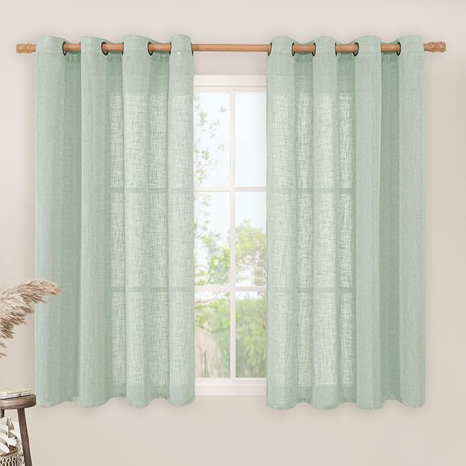 LAMIT Light Sage Linen Curtains 45 Inches Long by LAMIT