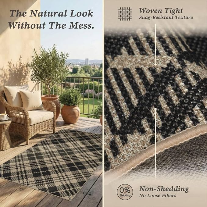 2x3 Entryway Door Mat Indoor Outdoor– Washable Non Slip Small Rug for Front Door, Back Door, Kitchen Sink, Mudroom, Garage Entry, Low Profile Easy Clean Farmhouse Cottage Plaid Floor Mat