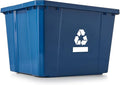 Gracious Living Medium Curbside Blue Box, Plastic 17 Gallon/64 Litre Home Trash Can Refuse and Recycling Bin Container with Built-in Handles (1 Pack)