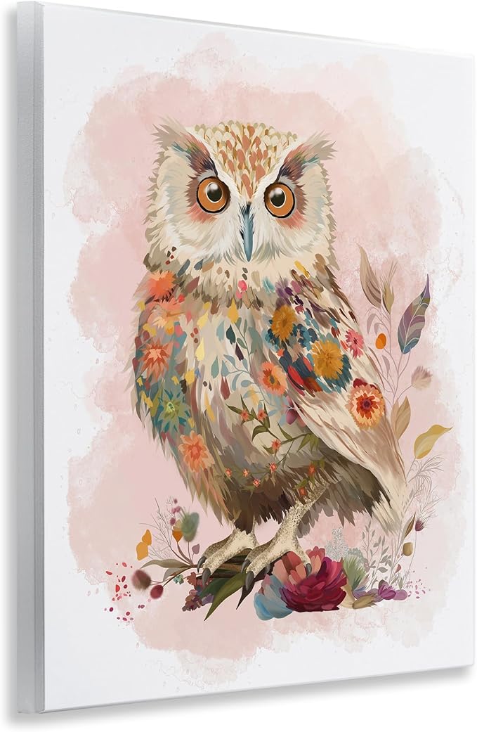 Stupell Industries 'Owl & Wild Blooms'| Wall Plaque Art | Stupell Industries | 11 x 14 Inches, Easy to Hang and Sturdy, Made in USA, by Fab Funky
