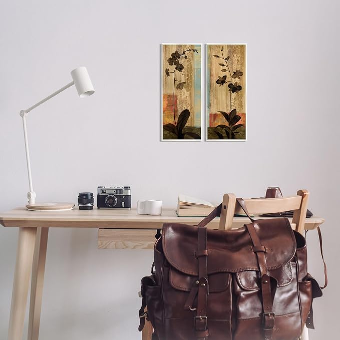 Stupell Industries 'Modern Boho Orchid Blooming'| 2pc Wall Plaque Art Set | Stupell Industries | 7 x 17 Inches, Easy to Hang and Sturdy, Made in USA, by Chris Donovan