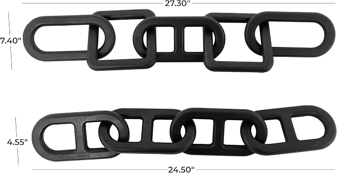 CosmoLiving by Cosmopolitan Wood Chain Decorative Sculpture Home Decor Statues, Set of 2 Accent Figurines 27", 25" W, Black