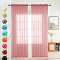 youleyar Solid Sheer Rod Pocket Curtain Voile Draperies 2 Panels White Beige Black Grey Coffee 52 Inch Width 54 Inch Long 1 Pair for Kitchen Bedroom Children Living Room Yard (Blush,52Wｘ54L)