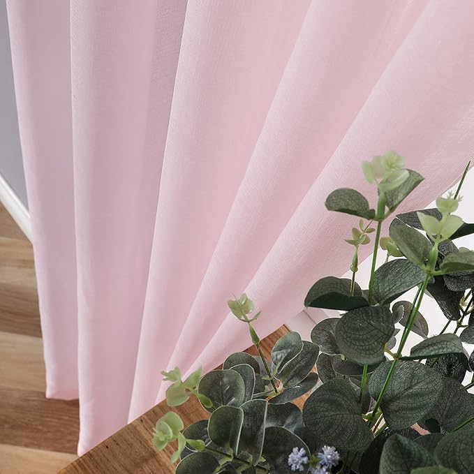 Tollpiz Sheer Curtains Linen Textured Bedroom Curtain Sheers Light Filtering - Image 3