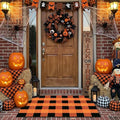 Buffalo Plaid Rug 2'4''x 3'7'' Orange and Black Front Door Mat Reversible Halloween Doormat Layered Porch Rug Washable Hand Woven Cotton Area Rug for Indoor Outdoor Entryway Patio Porch Decor