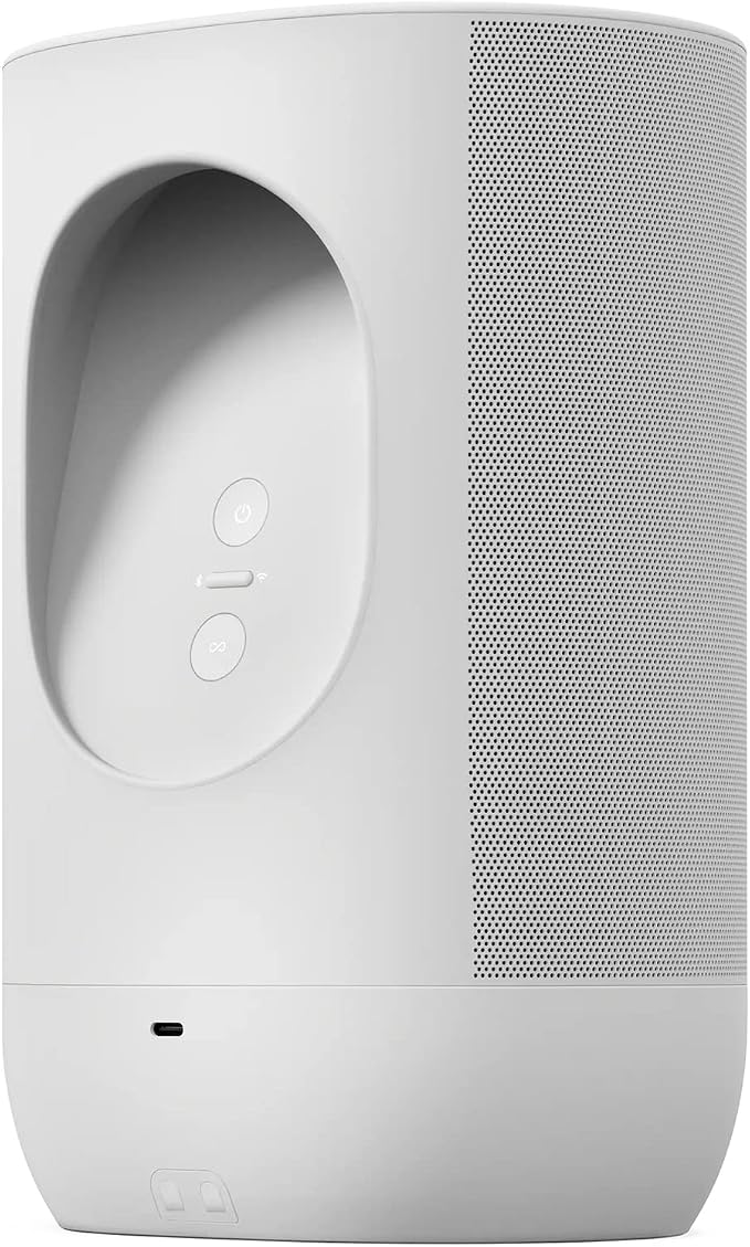 Sonos Move - Battery-Powered smart Speaker, Wi-Fi and Bluetooth with Alexa Built-in - Lunar White
