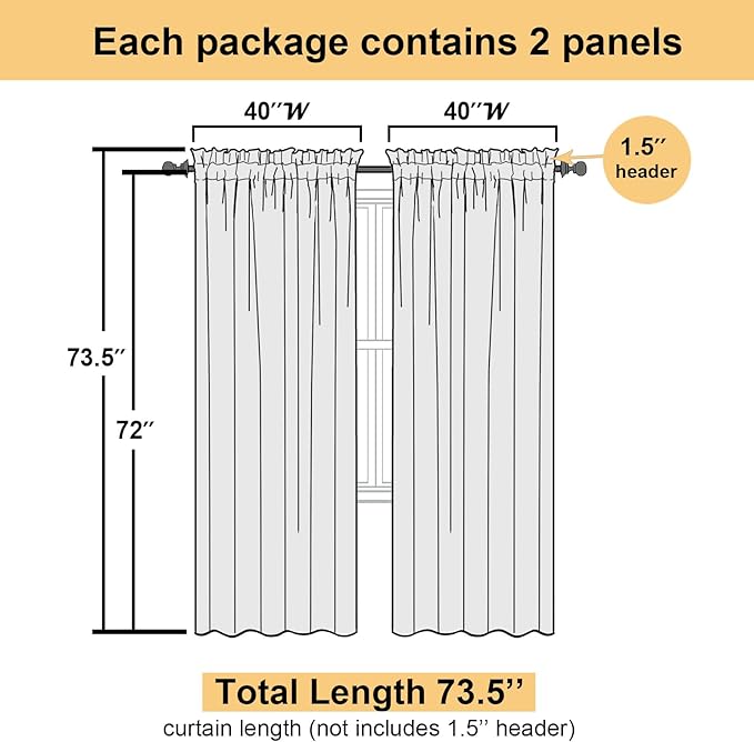 Lecloud Sky Blue Sheer Curtains 72 Inches Length 2 Panels, Lightweight Dual Rod - Image 3