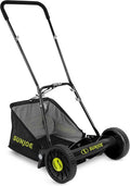 Sun Joe Manual Push Reel Lawn Mower with 6.6-Gal Grass Catcher, 16-Inch Cutting Width - Heavy-Duty Yard Trimmer Machine for Gardening Care and Maintenance, MJ500M