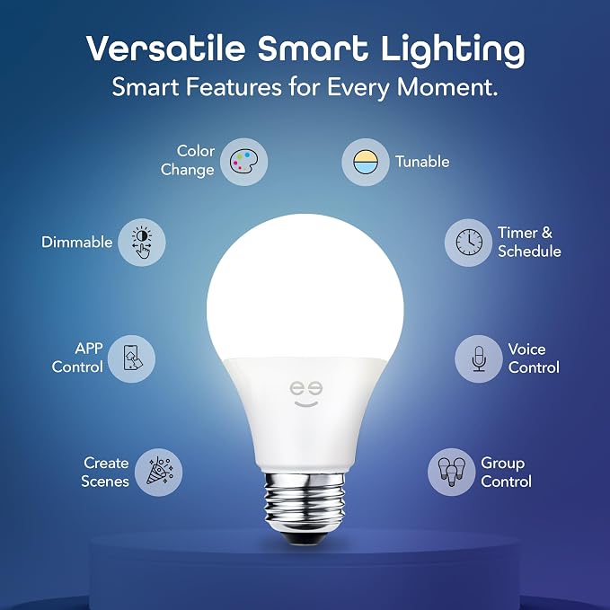 Geeni Prisma Plus Smart Light Bulb, 800 Dimmable, 6-Pack | Color-Changing LED, Tunable White, Works with Alexa & Google Home, Wi-Fi Control, A19 Energy Efficient