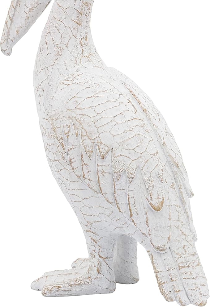 Modern Ceramic Standing Pelican Sculpture - Home Accent for Bathroom, Office, Room and Living Room - Ideal for Shelf and Coffee Table Decor Display - Figurine and Ornaments Accent - 14", White