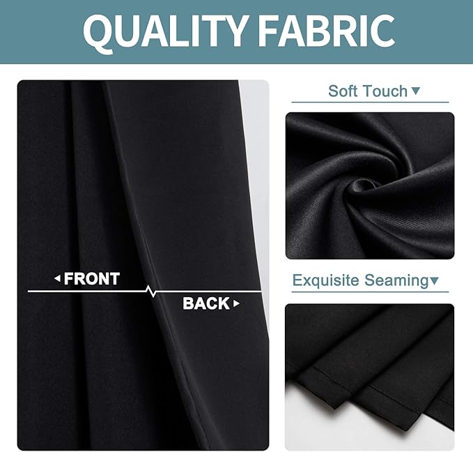 ChrisDowa Blackout Curtains 80 Inches Long 2 Panels Set for Living Room, Grommet Thermal Insulated Room Darkening Curtains for Bedroom (Black, 52 x 80 Inch)