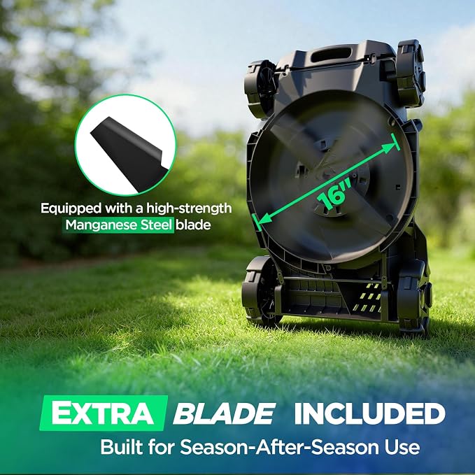16" Electric Lawn Mower, 40V Cordless Lawn Mower with 2x5.0Ah Batteries & Charger, Brushless Motor, 2-in-1 Mulching & Bagging, 6-Position Height Adjustment, for Small to Medium Yards