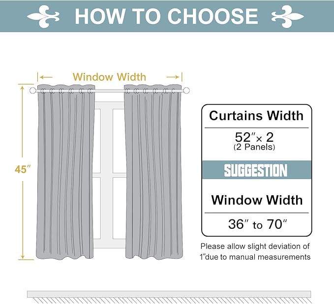 ChrisDowa Grommet Blackout Curtains for Bedroom and Living Room - 2 Panels Set Thermal Insulated Room Darkening Curtains (Navy Blue, 52W x 45L)