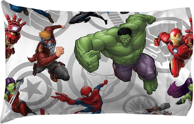 Jay Franco Kids Sheet Set with Fitted, Flat Sheets & Pillow Cover - Ultra-Soft Bedding with Pillowcase for Room Decor, Multi - Avengers, 4 Piece Full