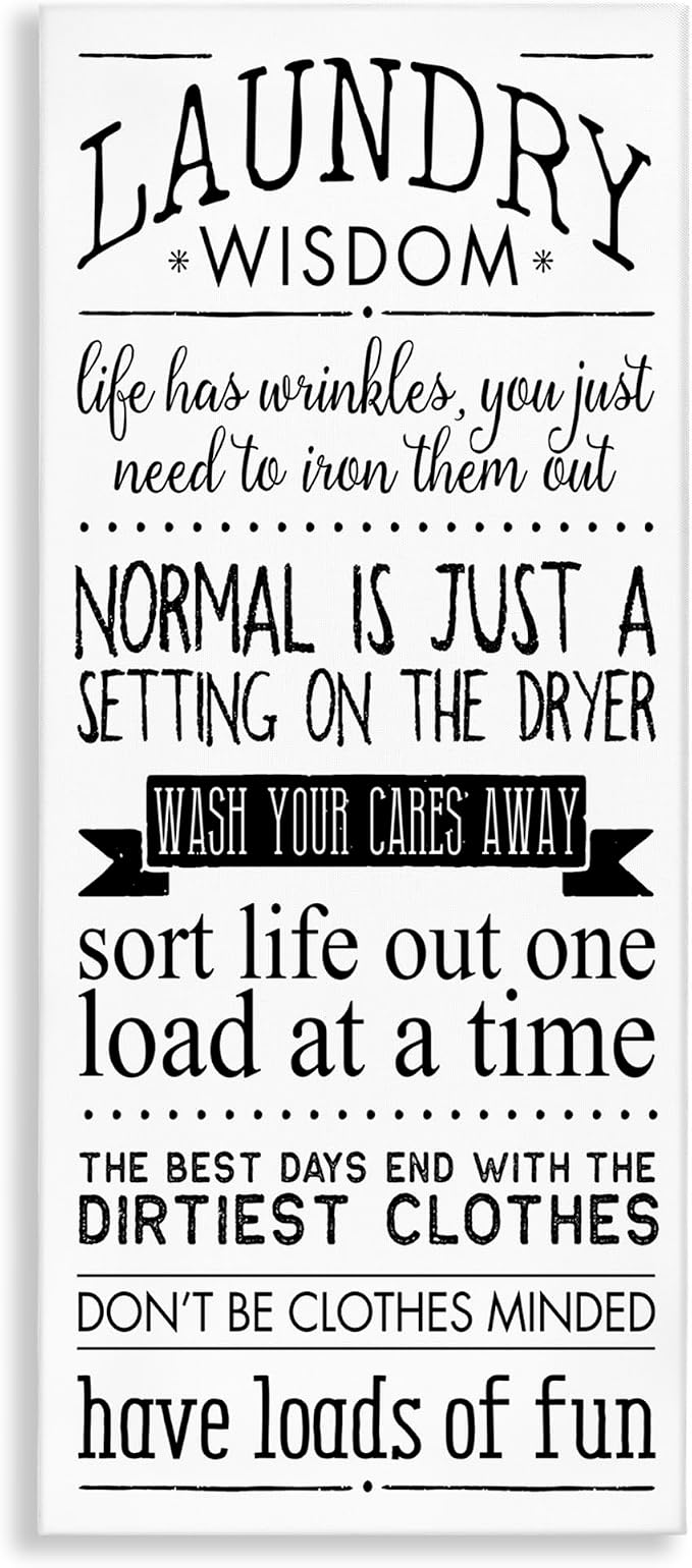Laundry Wisdom Farmhouse Quote, 13 x 30 Inch Canvas Wall Art