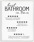 Stupell Industries 'Best Bathroom Five Star Reviews Funny Bath Phrases', Framed Giclee Art, White, 16 x 20 Inches, Easy to Hang and Sturdy, Made in USA, by Lettered and Lined
