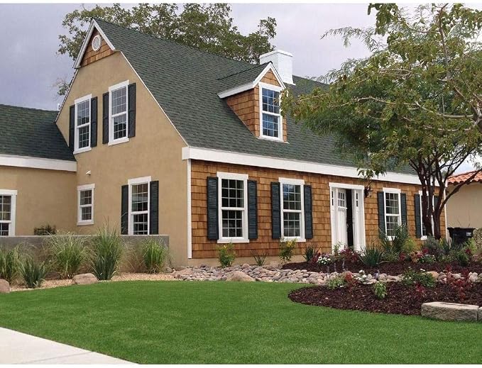 Ekena Millwork Lifetime Vinyl LL1S14X03900MS Standard Cathedral Top Center Mullion, Open Louver Vinyl Shutters, w/Installation Shutter-Lok's & Matching Screws (Per Pair), 14 1/2"W x 39"H, Musket Brown