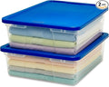 HOMZ Snaplock Clear Storage Bin with Lid, Medium-28 Quart, Blue, 2 Count