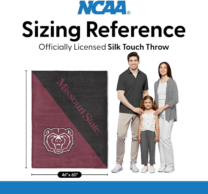 Northwest NCAA Silk Touch Throw Blanket, Ultra Soft Plush Polyester, Lightweight Warm Decorative Fan Gift, 46 x 60 in