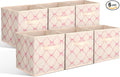 Geelin 6 Pcs Beige Bow Cube Storage Bins 13 Inch Storage Basket with Handle, Girls Organizer Basket, Collapsible Fabric Box for Classroom Bedrooms Office Home Decoration Gift