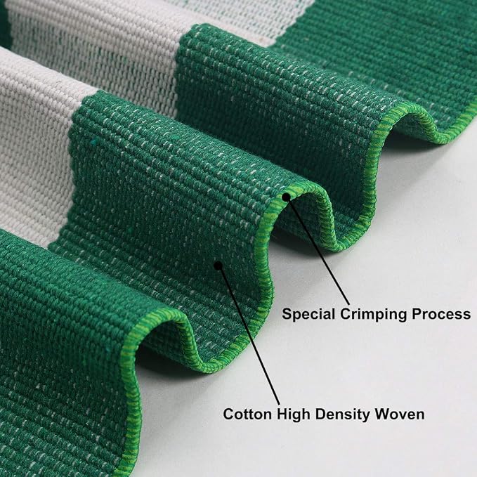 uxcell Buffalo Check Rug,Plaid Outdoor Rug,Layered Door Mat,Cotton Gingham Rugs,Floor Mat for Front Porch/Runner/Bedroom/Kitchen/Farmhouse 59"x35" Green & White