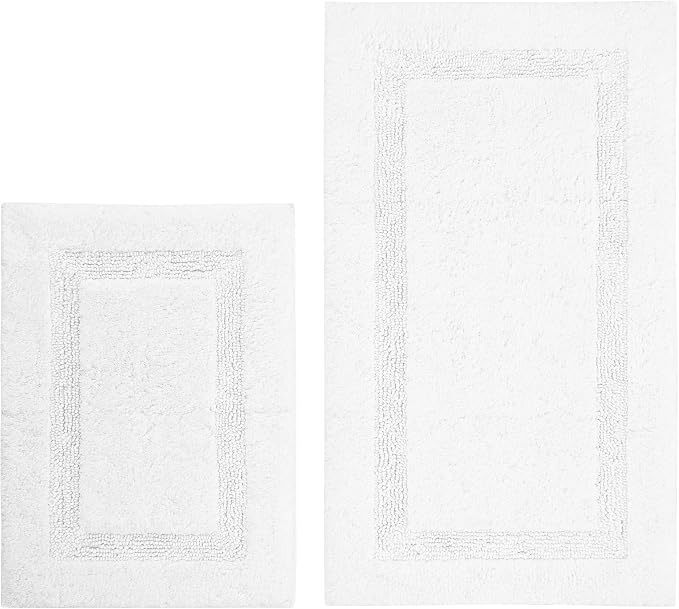Nautica - Bath Rugs, Soft & Absorbent Tufted Cotton Bath Mat, Oeko-Tex Certified (Peniston White, 2-Piece)