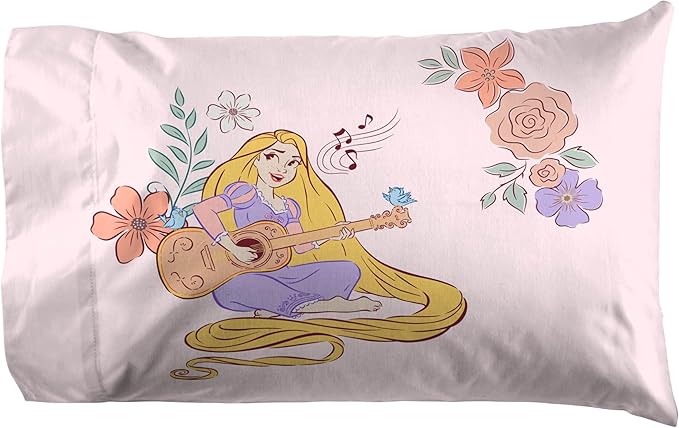 Jay Franco Kids Sheet Set with Fitted, Flat Sheets & Pillow Cover - Ultra-Soft Bedding with Pillowcase for Room Decor, White – Disney Princess, 4 Piece Full