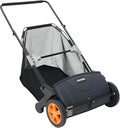 21-Inch Push Lawn Sweeper, 3.5 Cu. Ft. Hopper Leaf & Grass Collector, 4 Spinning Brushes, Adjustable Brush Height, Manual Yard Sweeper for Grass Clippings, Leaves & Light Debris, Black & Orange | 4 Spinning Brushes, Adjustable Brush Height, Manual Yard...