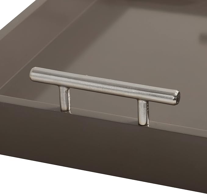 Kate and Laurel Lipton Decorative Modern Rectangular Tray, 16.5 x 12.25, Brown and Silver, Chic Serving Tray for Storage, Organization, and Display
