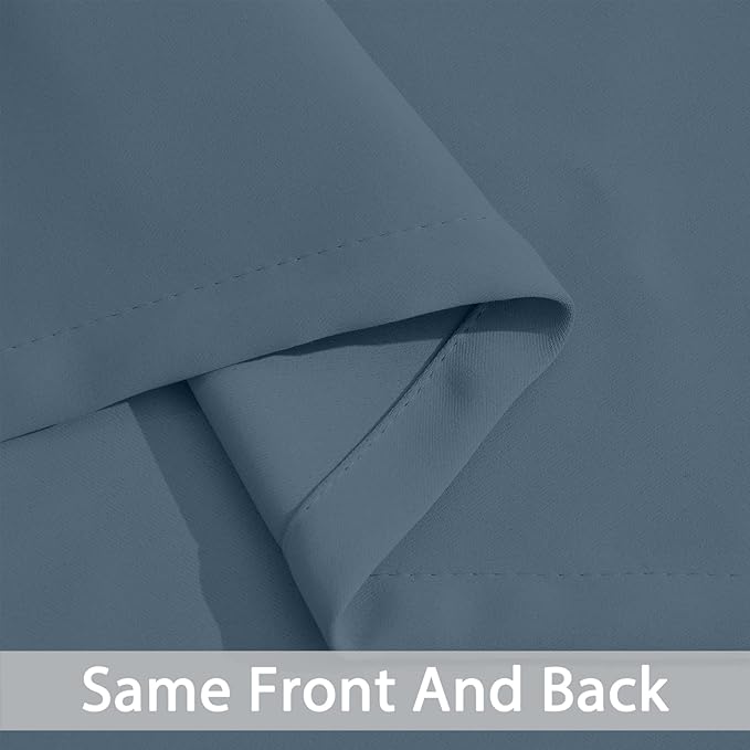 Yakamok Blackout Curtains Room Darkening Thermal Insulated Window Panels,Solid Grommet Top Drapes for Bedroom/Living Room(42x84 Inch, Stone Blue, 2 Panels)