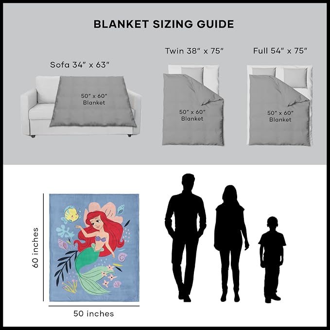 Northwest Disney Princess Silk Touch Throw Blanket, 50" x 60", Flounder and Me